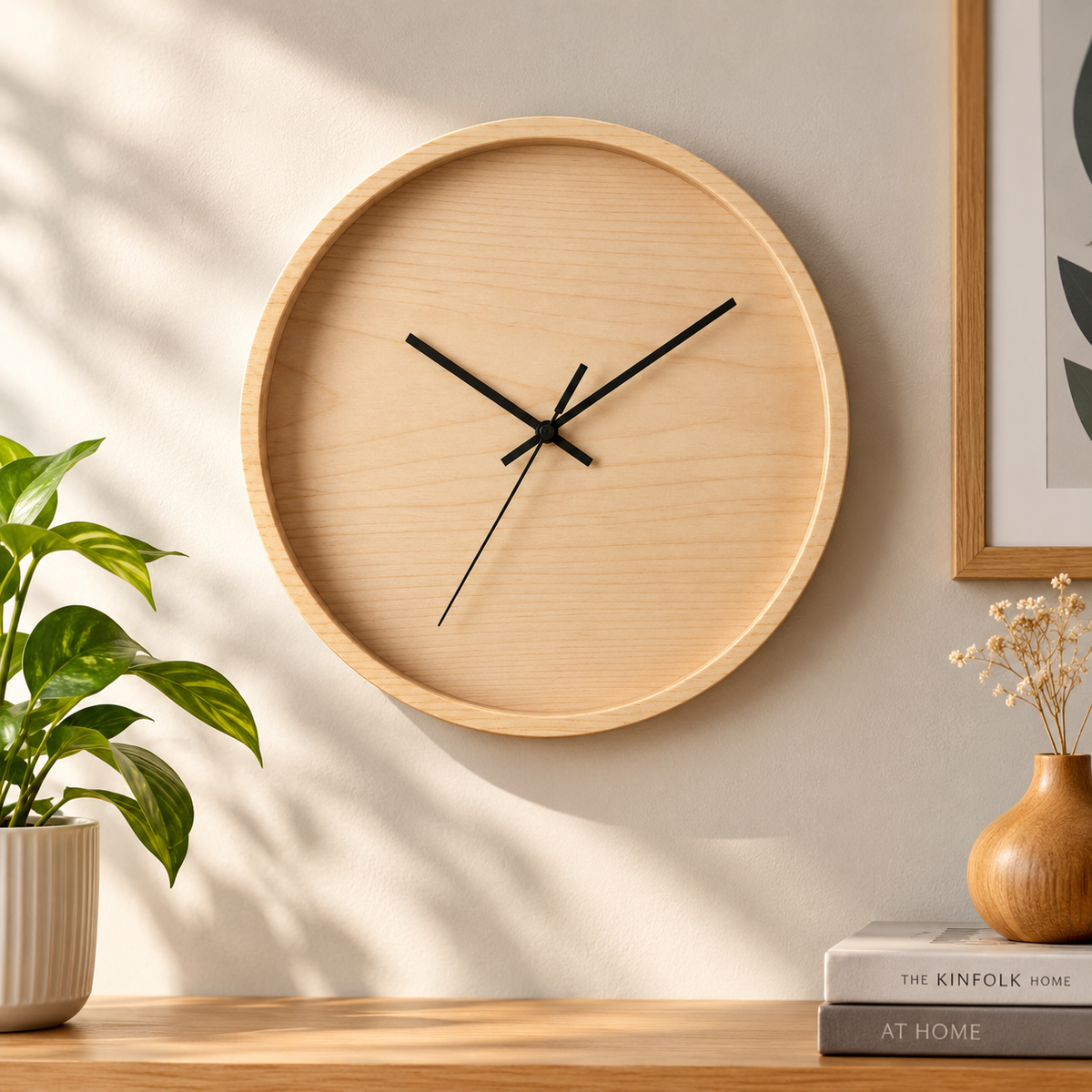 Classic Beige Wood Wall Clock