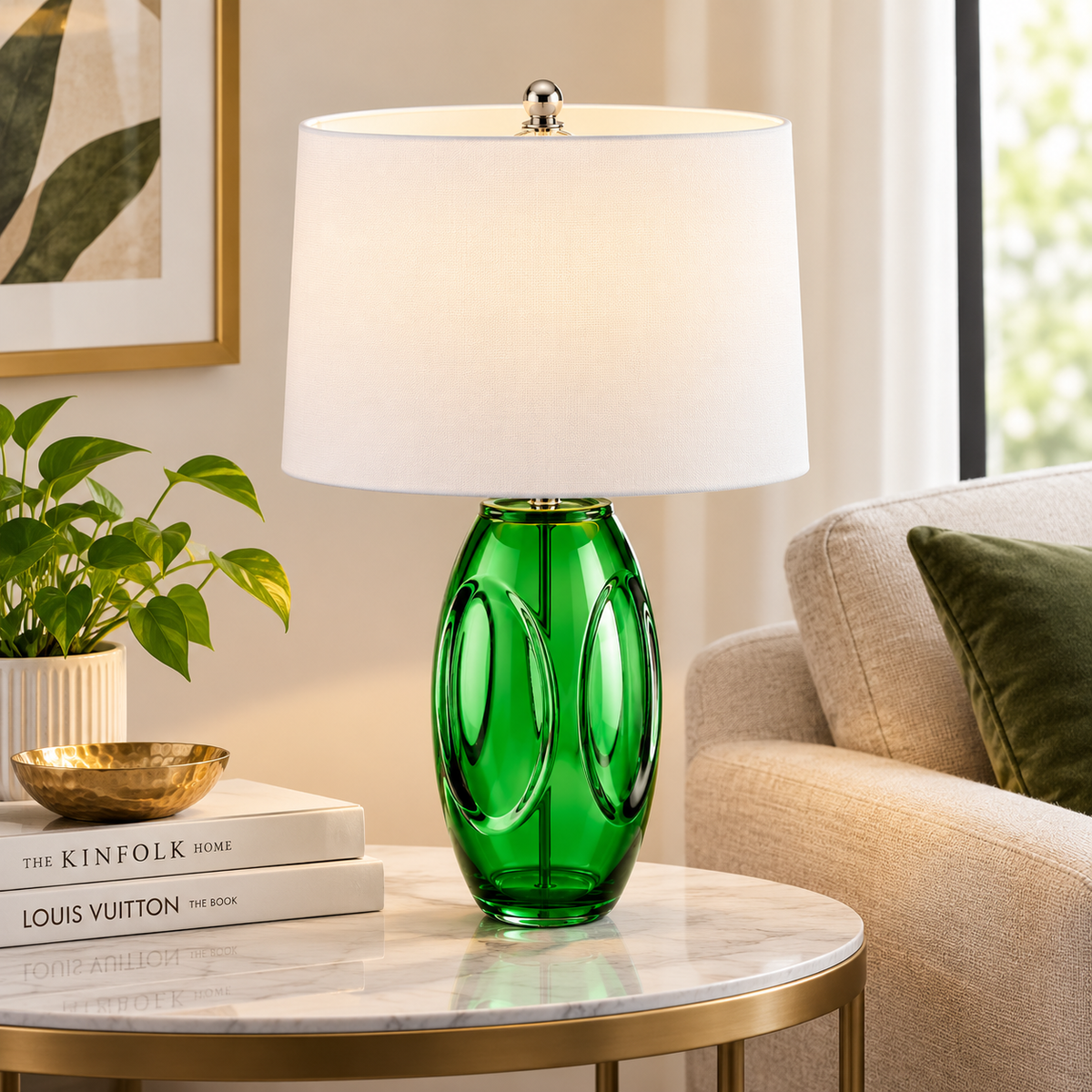 Green Glass Table Lamp