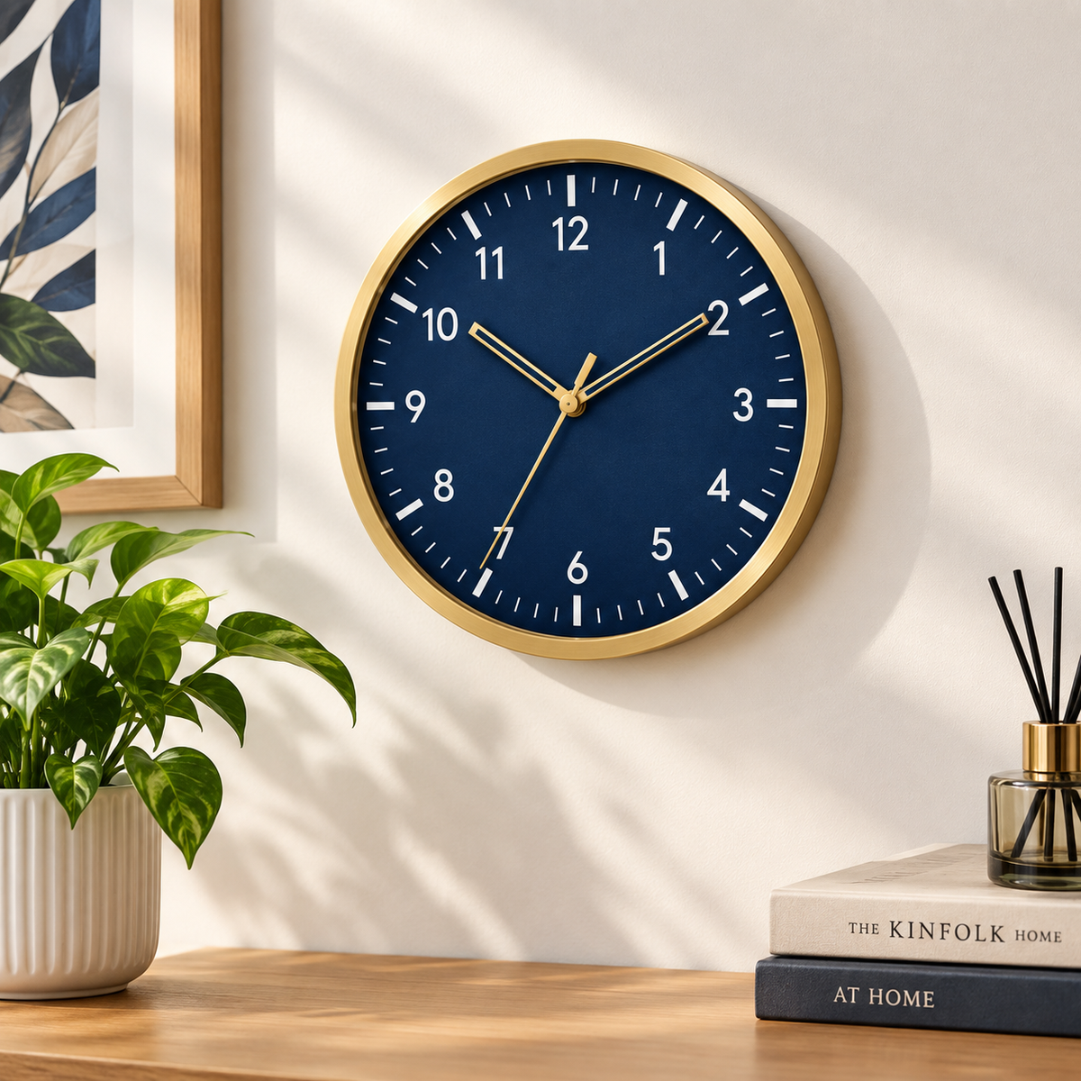 Crosley 15" Denim Blue & Wood Wall Clock
