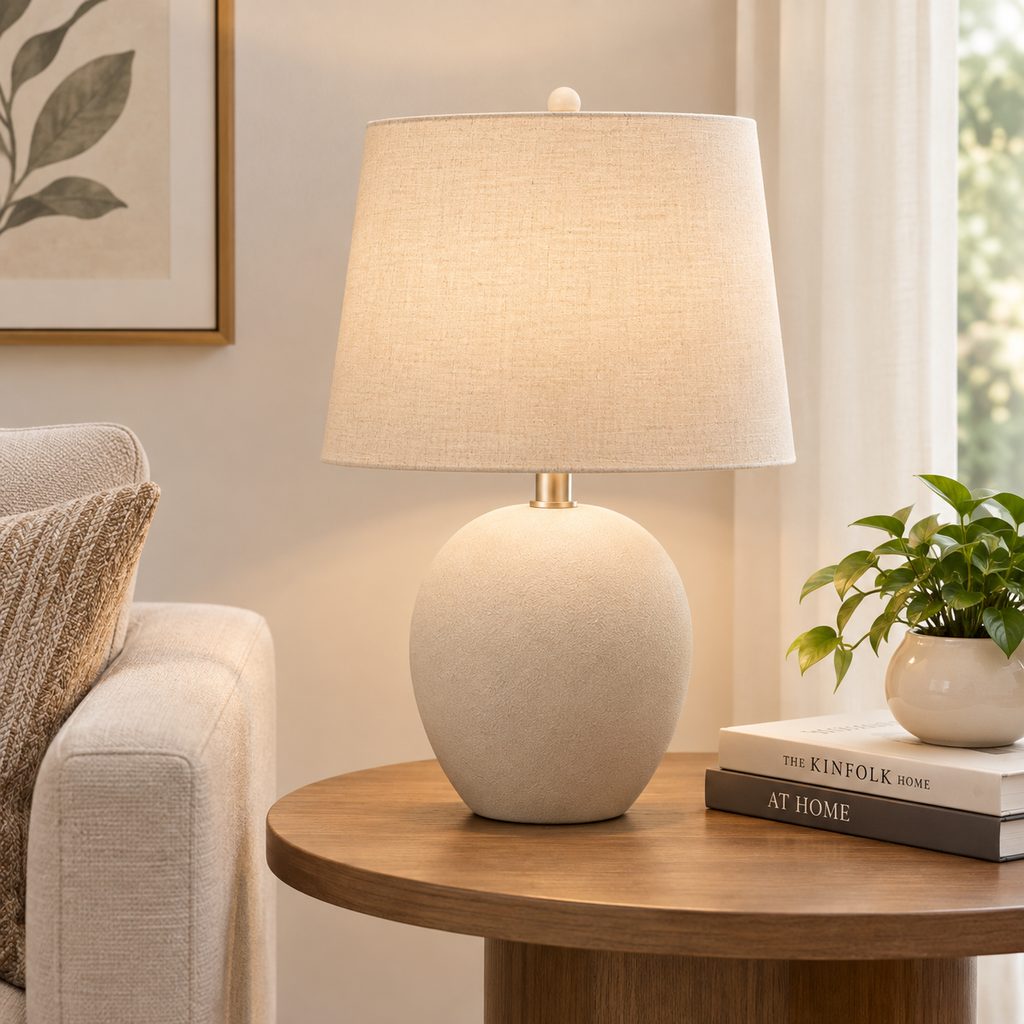 Beige Fabric Table Lamp